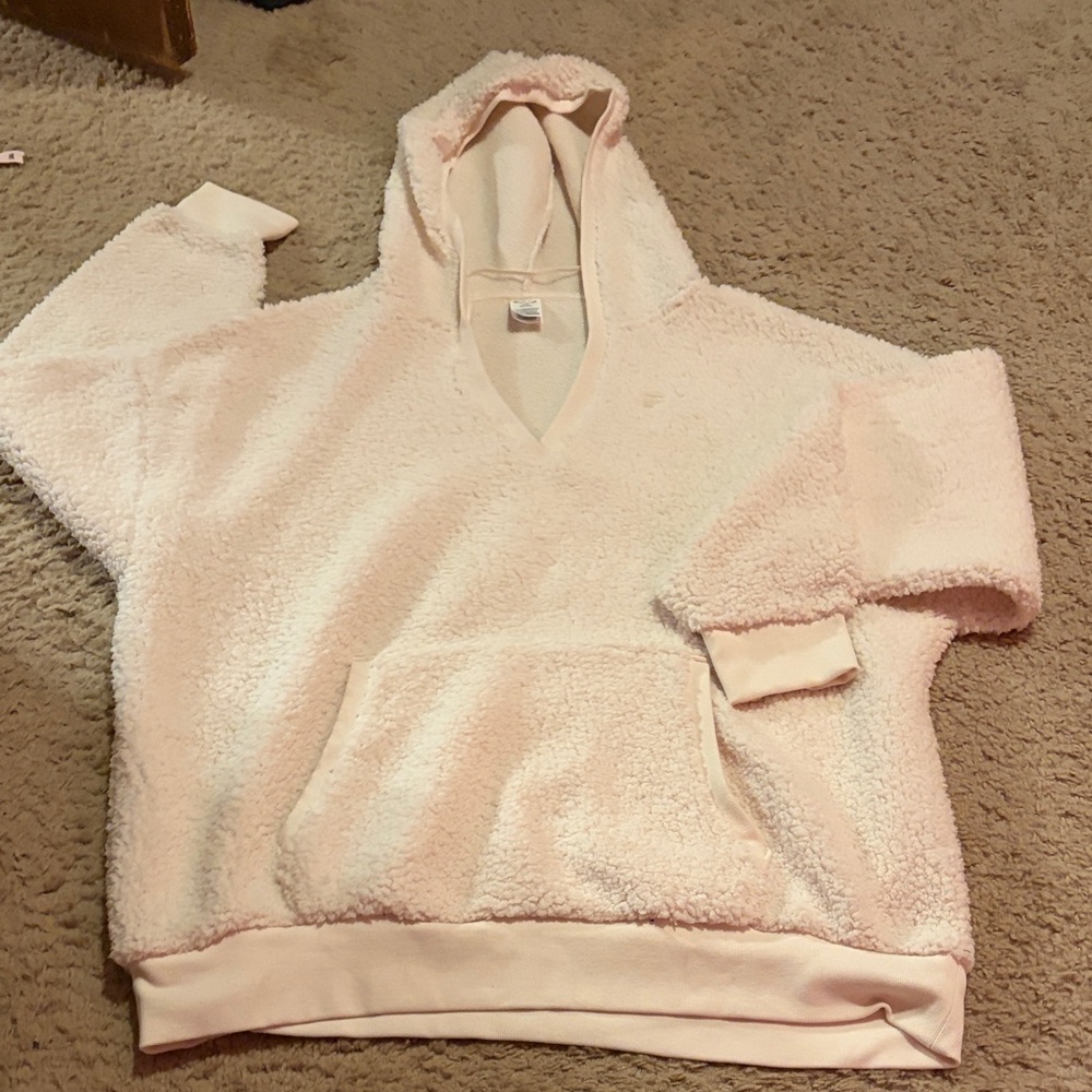 PINK Victoria Secret Cream Fleece Hoodie Sweater